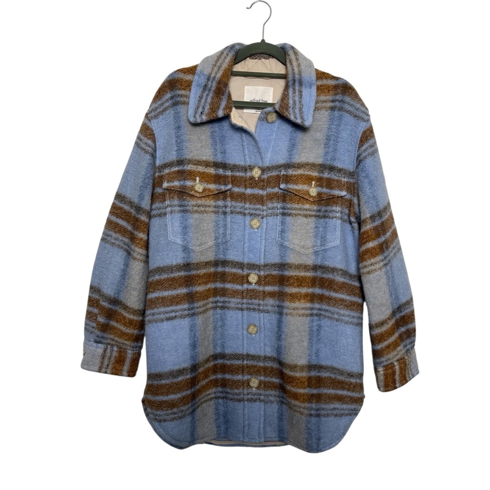 Aritzia Wilfred Free The Ganna Long Plaid Wool Shacket Size S